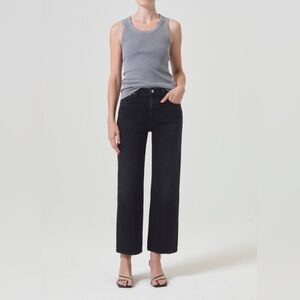 Agolde Women's HARPER CROP JEAN (WEIGHTLESS STRETCH) In Black radius Sz: 29